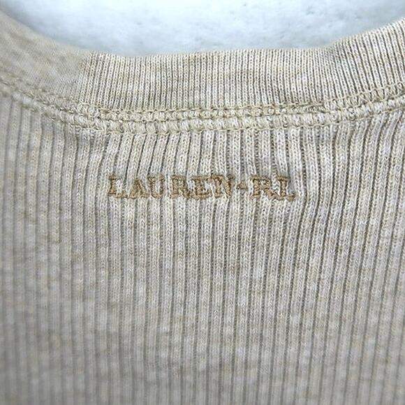 Lauren Ralph Lauren Womens Ribbed Tank Top Beige Large 100% Cotton - Picture 3 of 4